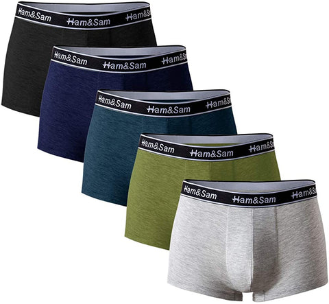 Men's Boxer Brief 5 Pack Bamboo Viscose Soft Comfortable Underwear for Men