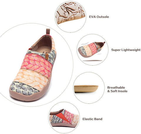 UIN Women's Bodhi Leaf Slip On Summer Spring Canvas Fashion Sneaker Art Painted Shoes