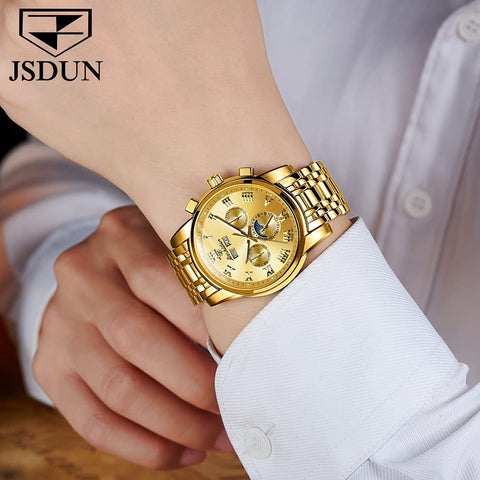 Gold Mens Mechanical  Stainless Steel  Luxury Watch