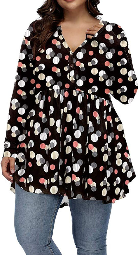 Women Plus Size Tunic Tops Christmas Shirt Floral Print Casual Flowy Tunics for Leggings