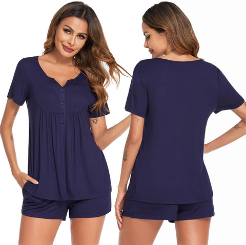 Women's Maternity Nursing Pajamas Shorts Set Summer Nursing Sets PJS Soft Button Pregnancy PJ Set