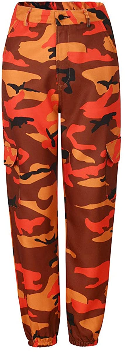 Women's Stylish Camouflage Cargo Pants Classic High Waist Denim Cargo Jogger