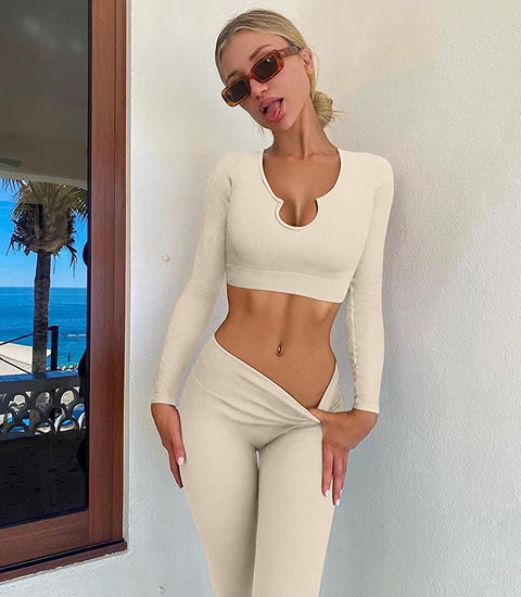 Women's Workout Seamless Outfits Yoga 2 Piece
