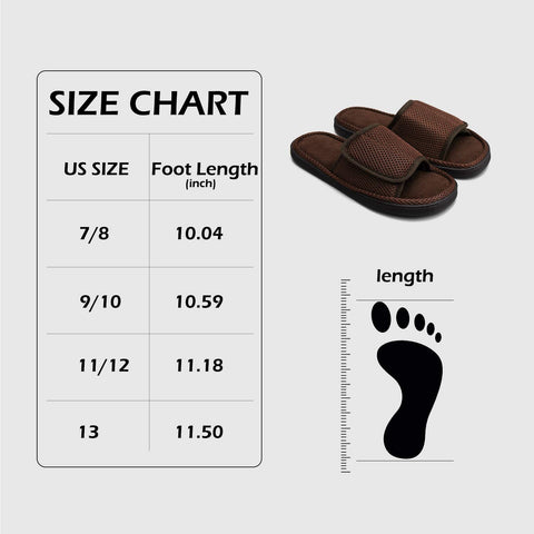 mysoft Mens Summer Slippers Indoor Outdoor Adjustable Slide Open Toe Slippers with Memory Foam, Breathable and Comfortable