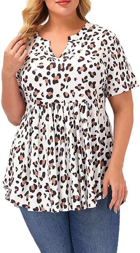 Women's Plus Size Tunic Tops Short Sleeve Floral Tunics for Leggings