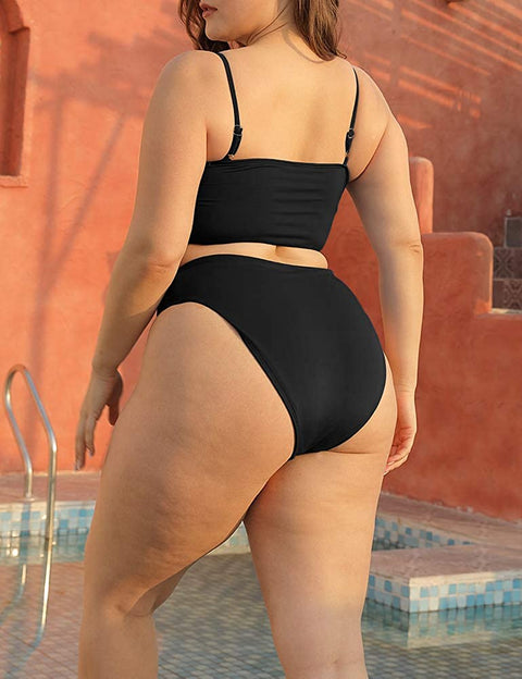 Two Piece Women Plus Size Swimsuit Spaghetti Straps Modest Bikini Swimsuits