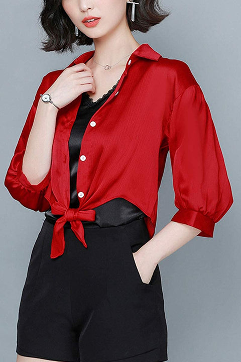 Women's Fashion Long Sleeve Top Blouses Sexy V Neck Button Down Blouse Shirt