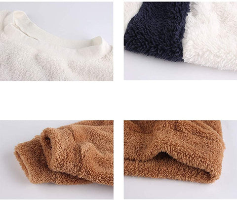 Women's Loose Fit Sweatshirt Striped Long Sleeve Color Block Fuzzy Sweaters
