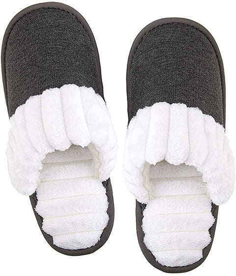 Women's Cozy Fuzzy Plush Fleece Slippers Soft Memory Foam Ladies House Shoes Warm Knit Bedroom Flat Shoe Anti-Slip Indoor Outdoor