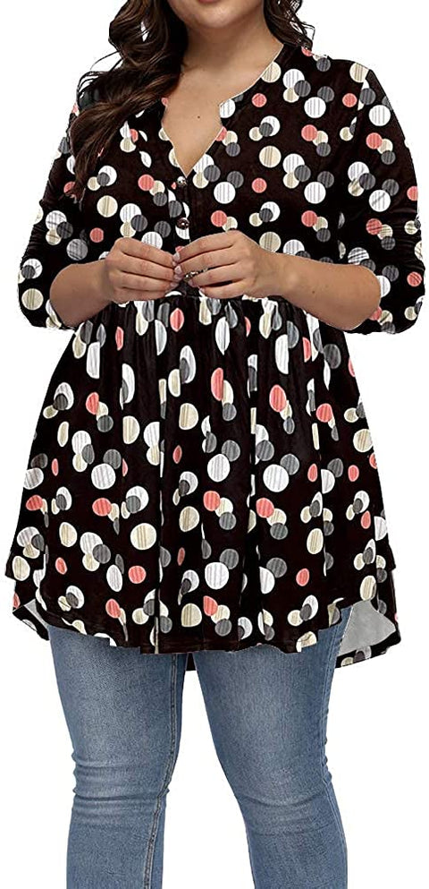 Women Plus Size Tunic Tops Christmas Shirt Floral Print Casual Flowy Tunics for Leggings