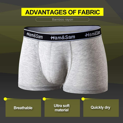 Men's Boxer Brief 5 Pack Bamboo Viscose Soft Comfortable Underwear for Men
