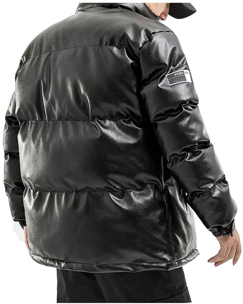 LINGMIN Men's Casual Stand Collar Padded Jacket Winter Cotton Quilted Thicken Outwear