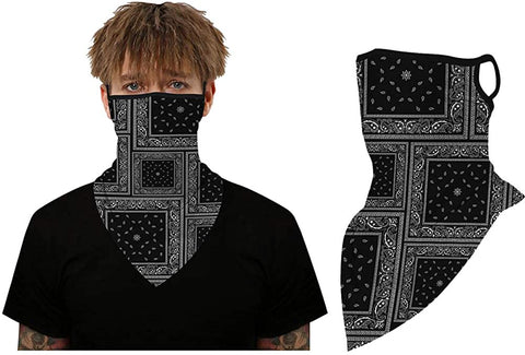 Unisex Face Balaclava Scarf Bandana Ear Loops Neck Gaiter for Dust Wind Motorcycle Headwear Outdoors