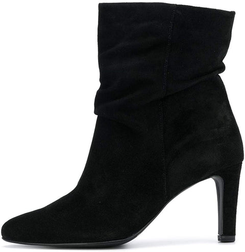 FSJ Women Fashion Closed Toe Mid Calf Boots Mid Thick Heels Stretchy Slouch Booties Shoes Size 4-15 US