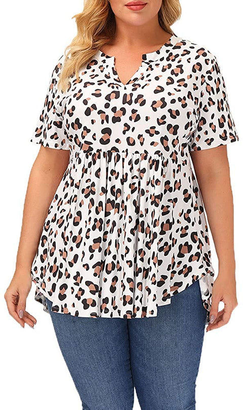 Women's Plus Size Tunic Tops Short Sleeve Floral Tunics for Leggings