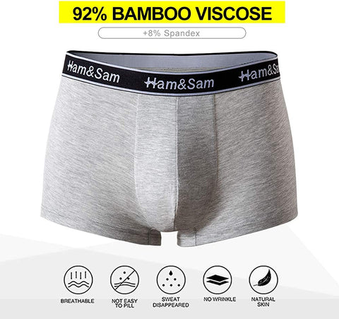 Men's Boxer Brief 5 Pack Bamboo Viscose Soft Comfortable Underwear for Men