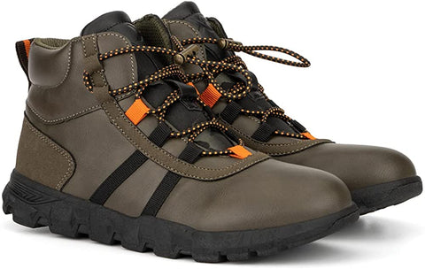 X RAY Footwear Eli Boy’s Fashion Classic Combat Faux Leather Mid-Top Chukka Boots, Round Toe, Thermoplastic Rubber Outsole