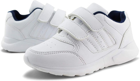 Kids Black/White Hook and Loop School Uniform Sneaker