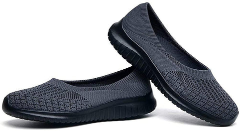 konhill Women's Slip on Flat Walking Shoes 10 US Gray/Black,42