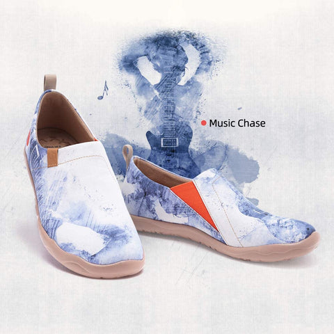 UIN Women's Men's Slip ons Canvas Lightweight Sneakers Walking Casual Flats Art Painted Travel Shoes Unisex Music Chase