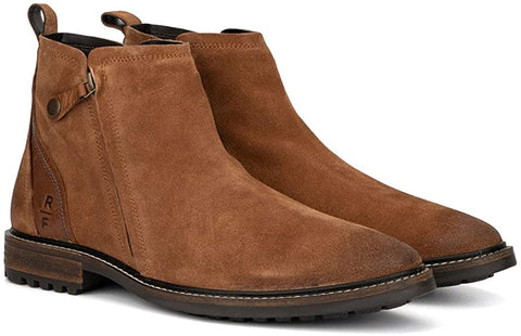 Reserved Footwear New York Men's Sigma Casual Leather Chelsea Boots, Slip-On Zipper, Round Toe, Thermoplastic Rubber Outsole