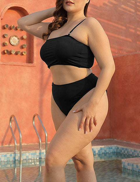 Two Piece Women Plus Size Swimsuit Spaghetti Straps Modest Bikini Swimsuits