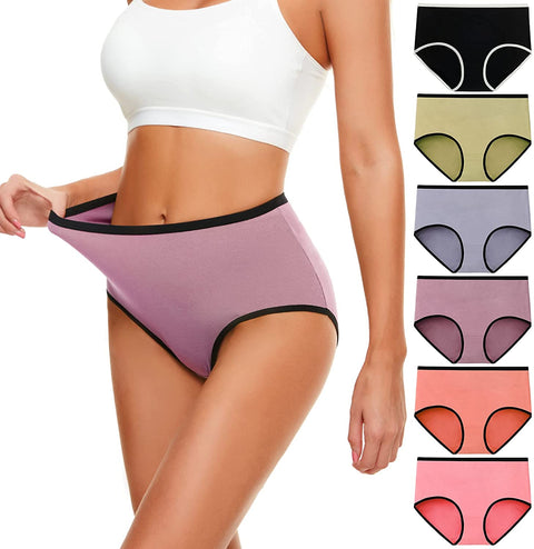 Women's Cotton Underwear High Waisted Ladies No Muffin Top Full Coverage Briefs Stretch Panties for Fall Winter