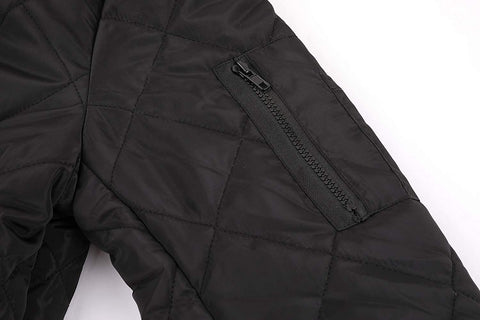 Mens Quilted Bomber Jackets Rib Diamond Lightweight Varsity Jackets Winter Chunky Flight Padded Coat Outwear