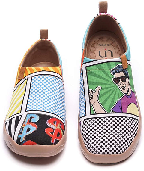 UIN Women's Men's Fashion Sneakers Comfort Walking Pop Art Painted Canvas Slip Ons Travel Shoes