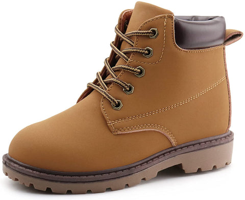 Kids Lace-Up Ankle Boots Boy Girl Waterproof Outdoor Workboots