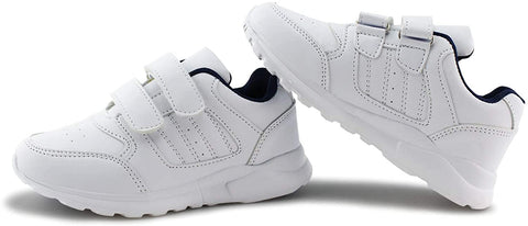 Kids Black/White Hook and Loop School Uniform Sneaker