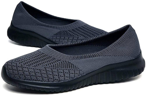 konhill Women's Slip on Flat Walking Shoes 10 US Gray/Black,42