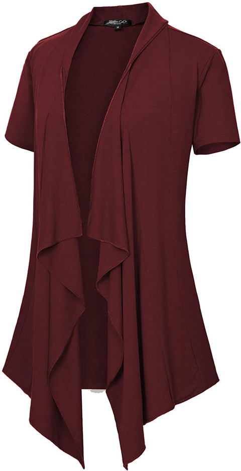 Women's Short Sleeve Draped Open Front Cardigan Lightweight Summer Vest for Women