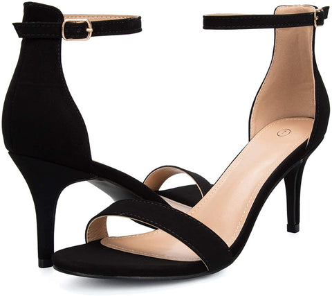 mysoft Women's Stilettos Pump Heel Sandals Ankle Strap Open Toe