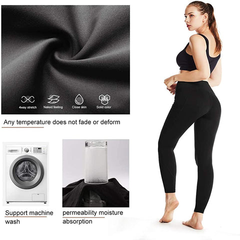 Women's Yoga Pants Leggings Elastic High Waist Plus Size Pants with 2 Pockets