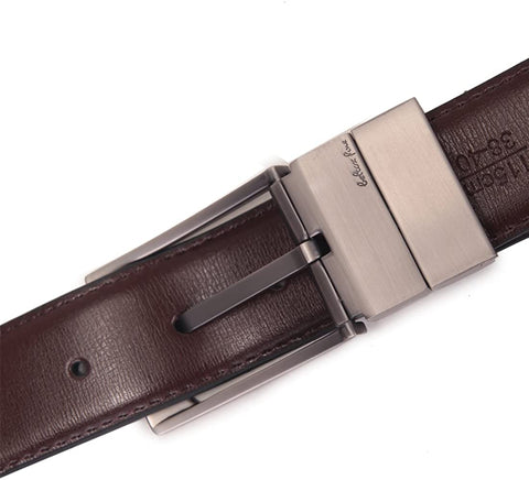 Beltox Fine Men's Dress Belt Leather Reversible 1.25" Wide Rotated Buckle Gift Box (26-28, Silver Rotated Buckle)