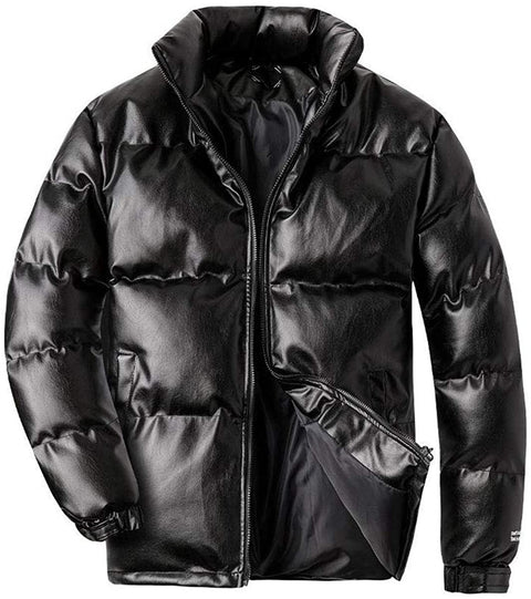 LINGMIN Men's Casual Stand Collar Padded Jacket Winter Cotton Quilted Thicken Outwear