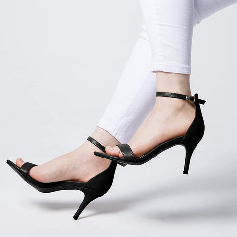 mysoft Women's Stilettos Classic Strappy Open Toe Pump Heel Sandals