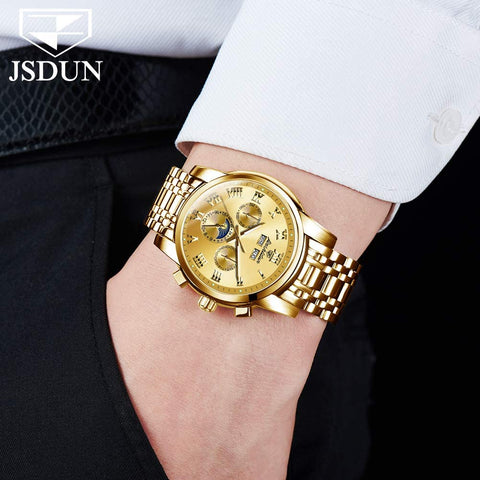 Gold Mens Mechanical  Stainless Steel  Luxury Watch