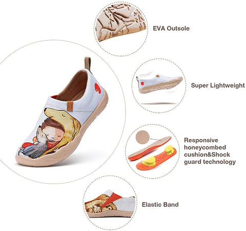 UIN Women's Slip On Loafers Canvas Lightweight Flats Sneakers Love & Humans Walking Casual Art Painted Travel Shoes Amour