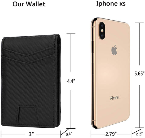 Slim Minimalist Front Pocket Wallet with Money Clip for Men, Genuine Leather RFID Blocking