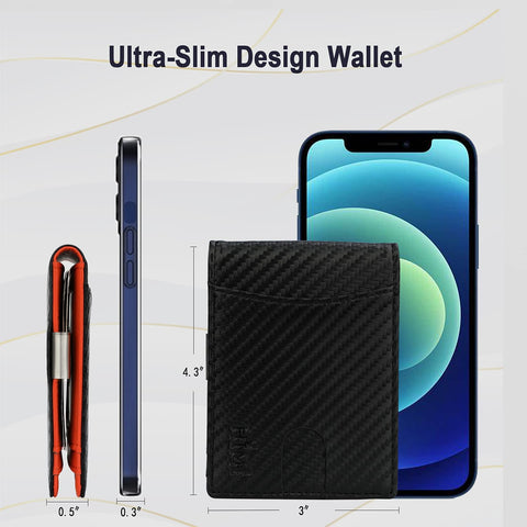 Mens Wallet Slim Bifold Wallets for Men Money Clip Wallet RFID Blocking Front Pocket Leather Minimalist Wallet