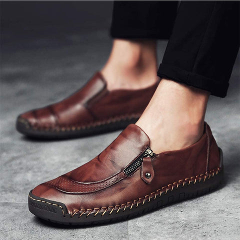 JINGJING Men Loafers Casual Zipper Non-Slip Soft Comfortable Slip On Loafers