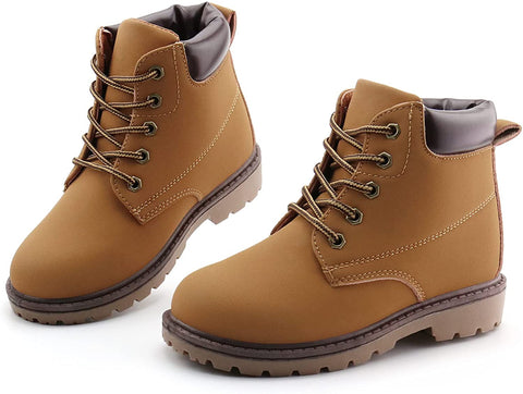 Kids Lace-Up Ankle Boots Boy Girl Waterproof Outdoor Workboots