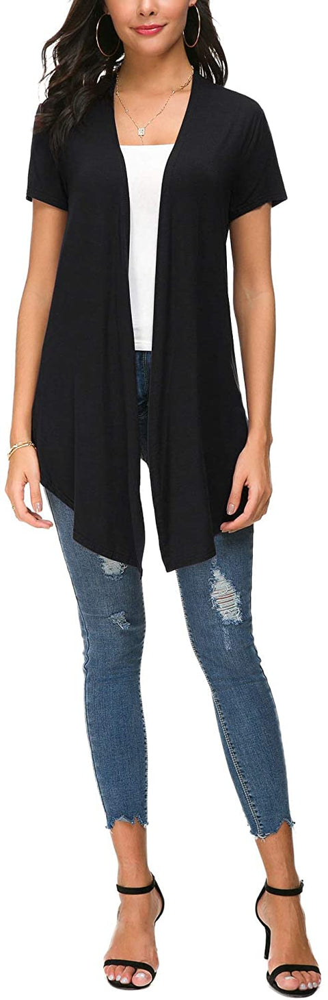Womens Open Front Short Sleeve Cardigans for Women Lightweight Summer Drape Cardigan Vest
