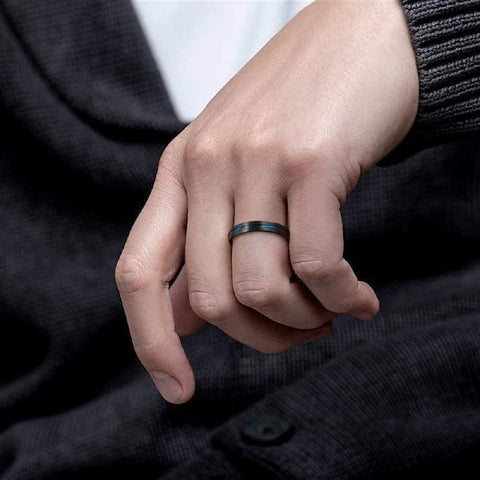 TRUMIUM 4mm Tungsten Ring Wedding Bands for Men Women Thin Groove Two Tone Engagement Ring Size 5-12