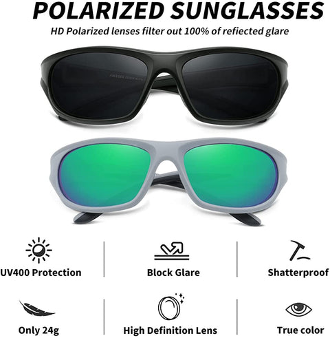 AWGSEE Polarized Sports Sunglasses For Men Cycling Driving Fishing Sun Glasses TR90 Unbreakable Frame 100% UV Protection
