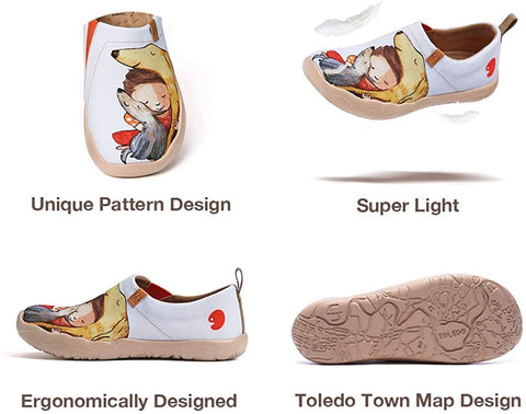 UIN Women's Slip On Loafers Canvas Lightweight Flats Sneakers Love & Humans Walking Casual Art Painted Travel Shoes Amour