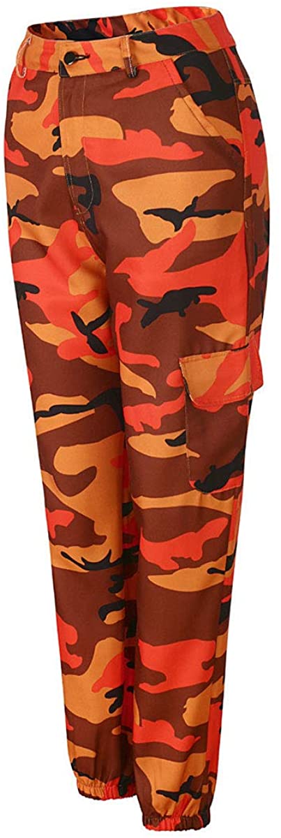 Women's Stylish Camouflage Cargo Pants Classic High Waist Denim Cargo Jogger