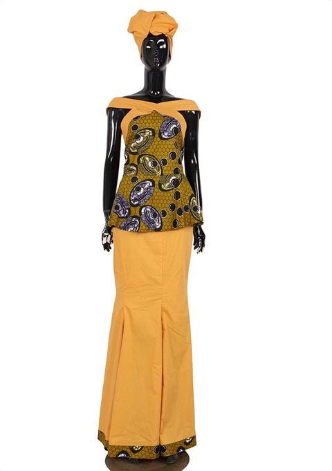 African Dresses for Women Camisole 3 Pieces Tops & Skirts & Headwrap Sets Ankara Wedding Dress Clothes Maxi Long Outfits